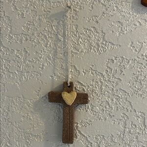 Clay Cross with Heart Wall Hanging
